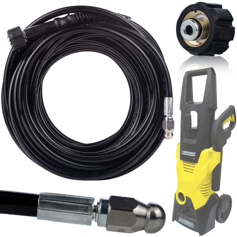 Tubo per pulizia fognature 20m filettatura M22 per idropulitrice Kärcher K2 K3 K4 K5 K6 K7