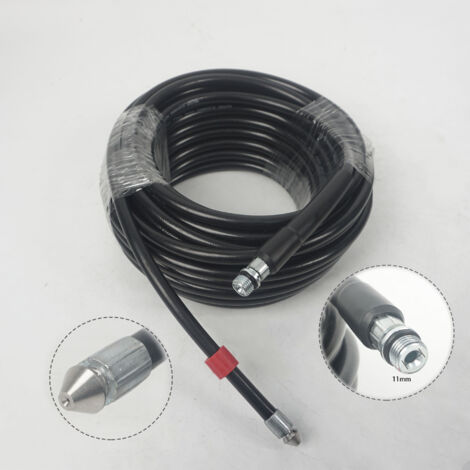 Tuyau de Nettoyage Haute Pression, 155bar deboucheur canalisation avec 4 adaptateurs pour nettoyeur haute pression pour AR/Black&Decker/Lavor/Stihl/Nilfisk, kit de Nettoyage(15M)