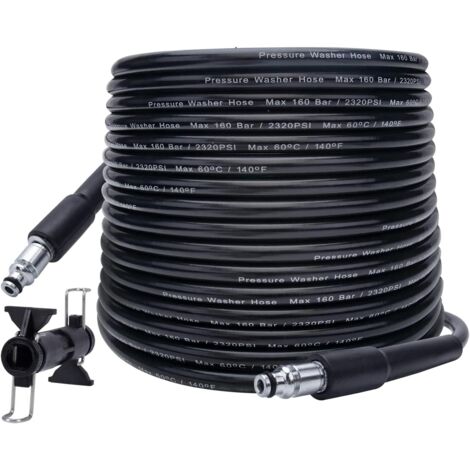 Tuyau de Nettoyeur Haute Pression 10 m x 140 bar, Compatible avec BOSCH, BLACK & DECKER, AR, MICHELIN, STANLEY, MAC ALLISTER