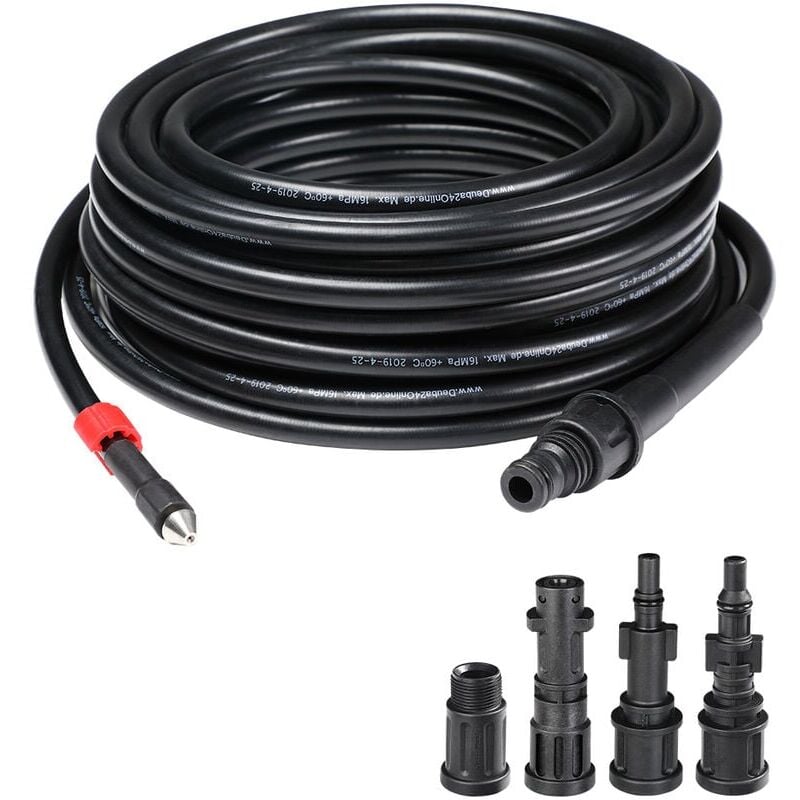 Cyslmuk - Tuyau de nettoyeur haute pression 15m, tuyau de dragage Flexible noir, nettoyage de Drainage