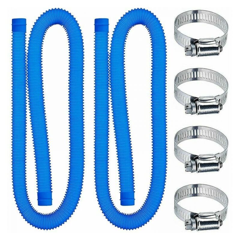 Cyslmuk - Tuyau de piscine - 32 mm - Longueur : 150 cm - Bleu - 2 tuyaux - Pour pompe de filtration et systèmes d'eau salée