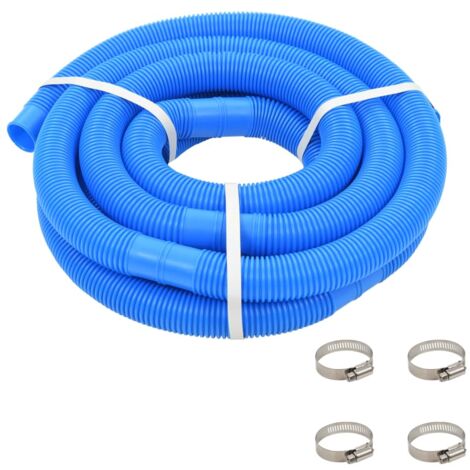 Tuyau de piscine avec colliers de serrage Bleu 38 mm 6 m