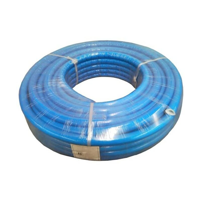 Tuyau de plomberie multicouche bleu 16mm avec isolation, 50 mètres. Epaisseur 2mm. Pression 10 bars