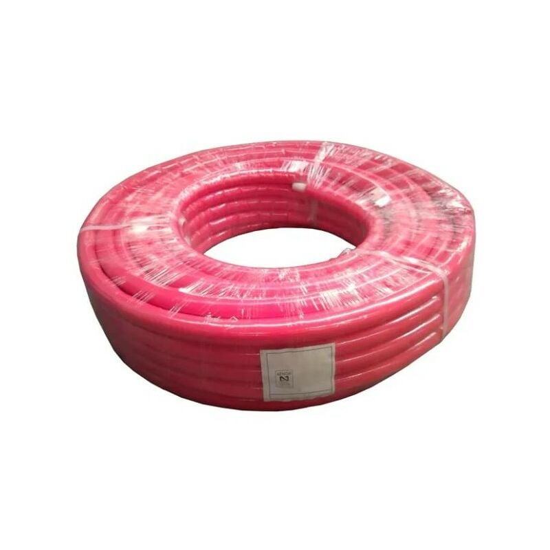 Tuyau de plomberie multicouche rouge 16mm avec isolation, 50 mètres. Epaisseur 2mm. Pression 10 bars