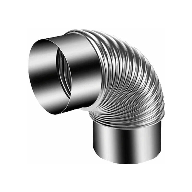 Tuyau de Poêle Coude Ø env. 120 mm, Coude de Poêle 90° en Acier Aluminié à Chaud,Argenté