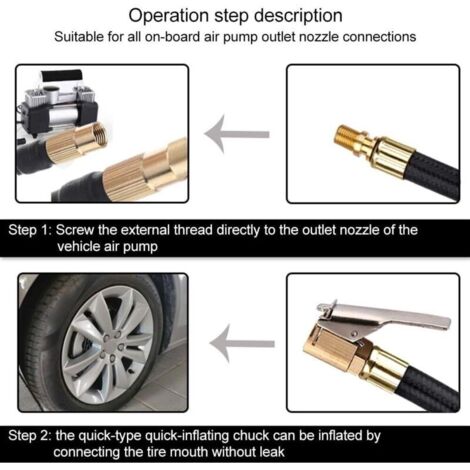 Tuyau de pompe de gonflage de pneu, tuyau en caoutchouc d'air de valve de moto mandrin de pneu de verrouillage avec clip pour outil pneumatique de tuyau de vélo de voiture de moto