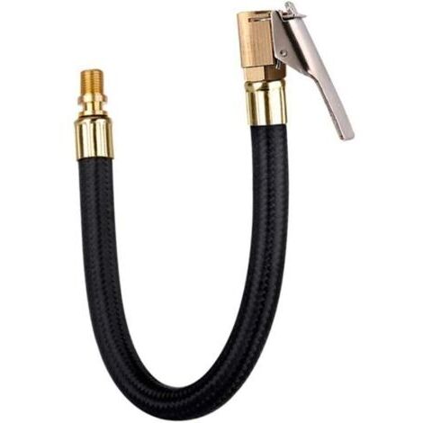 Tuyau de pompe de gonflage de pneu, tuyau en caoutchouc d'air de valve de moto mandrin de pneu de verrouillage avec clip pour outil pneumatique de tuyau de vélo de voiture de moto