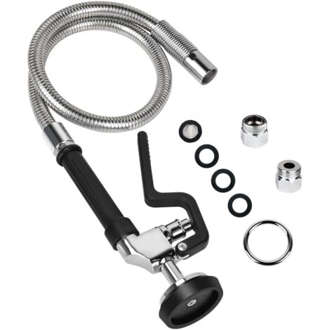 Tuyau de prérinçage avec valve de pulvérisation, tuyau de pulvérisation de 96,5 cm (38 pouces) pour lave-vaisselle professionnel avec tête de pulvérisation pour robinet de restaurant commercial - Noir