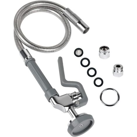 Tuyau de prérinçage de 96,5 cm (38 pouces) avec robinet de pulvérisation, kit de remplacement de tuyau flexible et de tête de pulvérisation pour robinet d'évier de cuisine de restaurant commercial