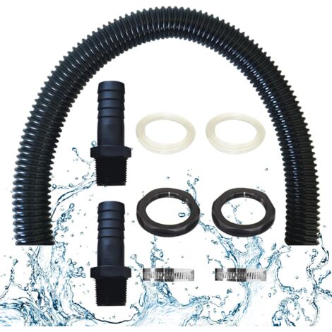 Kit De Connexion Pour Récupérateurs D'eau De Pluie - 2 Raccords 1 Pouce + Tuyau 100 Cm
