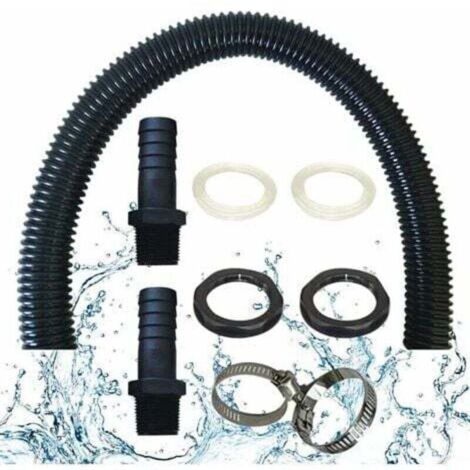 Tuyau De Raccordement Du Recuperateur D Eau De Pluie, Y Compris 2 Douilles De Tuyau Avec Contre-Écrou - Kit De Raccordement Pour Tonneau De Pluie (50cm)-RAPANDA