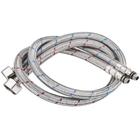 Tuyau de raccordement G 3/8 DN6 80 cm de long pour robinets, tuyau d'eau flexible fileté à compression 1 pièce (1 paire)