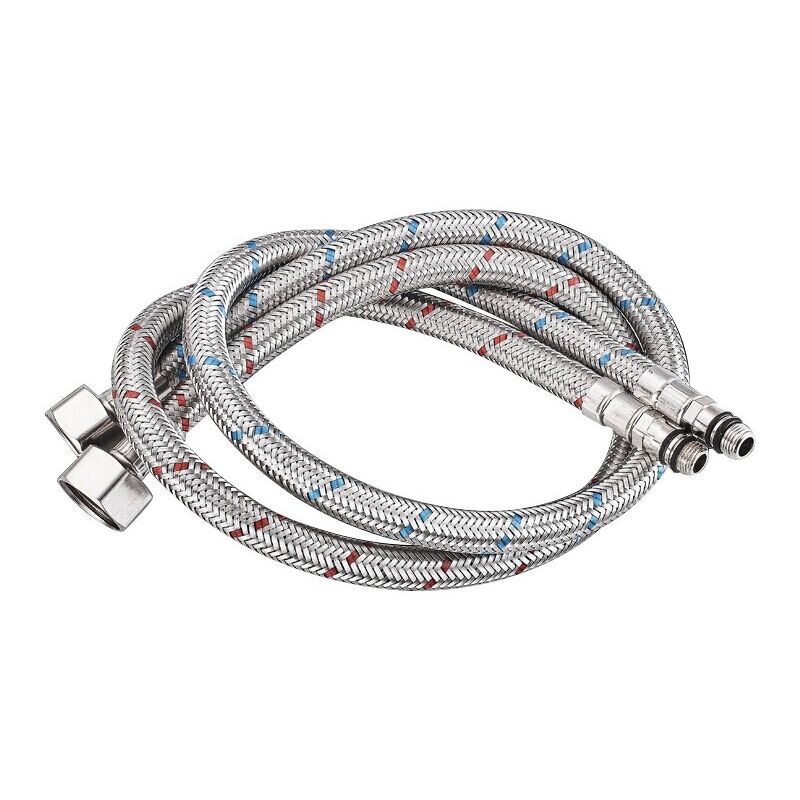 Tuyau de raccordement g 3/8 DN6 80 cm de long pour robinets, tuyau d'eau flexible fileté à compression 1 pièce (1 paire)