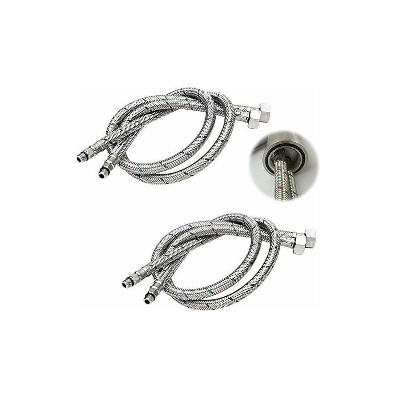 Tuyau de raccordement G 3/8 DN6 60 cm de long pour robinets, tuyau d'eau flexible fileté à compression 2 pièce (1 paire)