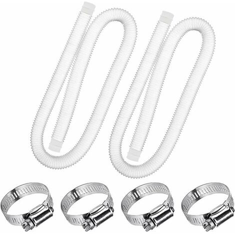 Tuyau de Rechange pour Piscine de 1,25 po de diamètre pour piscines Hors Terre, Piscine avec Pince métallique pour Pompe de Filtre Intex ou tuyaux de 3,2 cm - 1,5 mètre de Long (Paquet de 2)