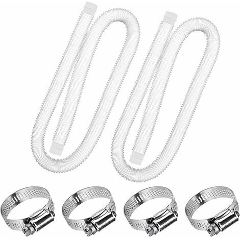 Tuyau de Rechange pour Piscine de 1,25 po de diamètre pour piscines Hors Terre, Piscine avec Pince métallique pour Pompe de Filtre Intex ou tuyaux de 3,2 cm - 1,5 mètre de Long (Paquet de 2)