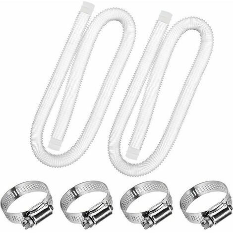 Tuyau de Rechange pour Piscine de 1,25 po de diamètre pour piscines Hors Terre, Piscine avec Pince métallique pour Pompe de Filtre Intex ou tuyaux de 3,2 cm - 1,5 mètre de Long (Paquet de 2)