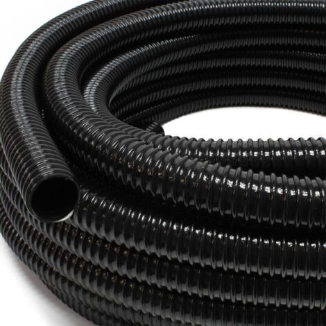 Tuyau de refoulement 5 m Flexible Spiralé 25 mm (1") Noir avec Spirale de renforcement Bassin