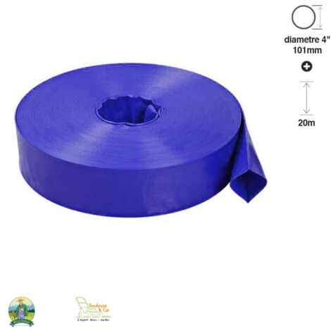 Tuyau de refoulement gros débit 4 pouces – Longueur 50m – PVC tissé et plastifié – Pression max 6 bars – Pour évacuation eaux usées