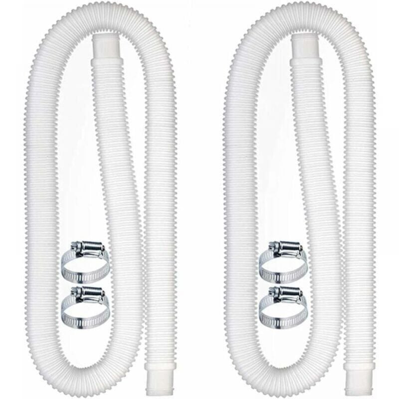 Cyslmuk - Tuyau de remplacement pour piscine, accessoire pour tuyau de pompe de filtration avec 4 clips métalliques pour pompes à eau