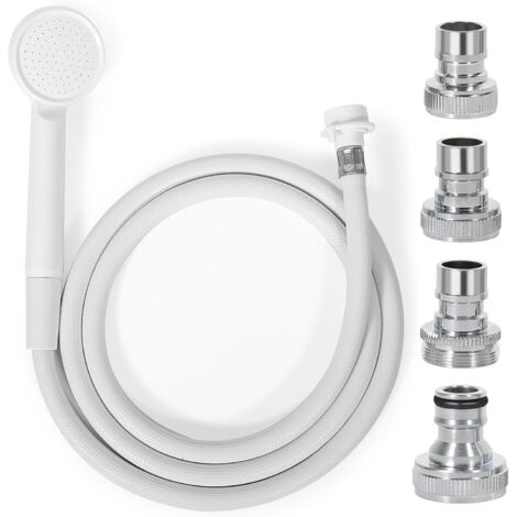 Tuyau de robinet d'évier à raccord rapide pour cuisine, jardin et camping-car. 1,8 mètre, 4 adaptateurs pour robinet (version non universelle).