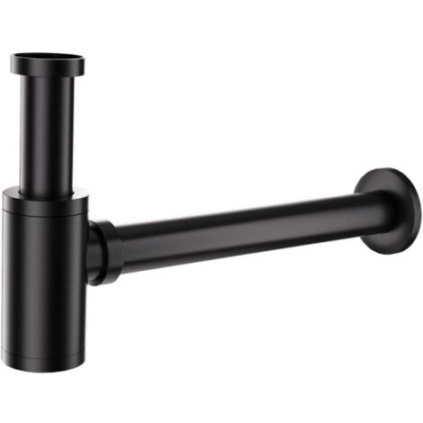 Tuyau de siphon universel noir pour évier, siphon en acier inoxydable 1 1/4 x 32 mm, siphon pour lavabo de salle de bain, siphon à tube métallique, siphon anti-odeurs réglable