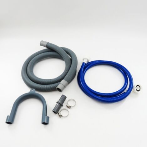 Tuyau de vidange avec adaptateur à pince, kit de rallonge de tuyau d'arrivée d'eau pour lave-linge à chargement frontal entièrement automatiques