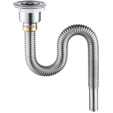 Tuyau de vidange d'évier de cuisine en acier inoxydable, accessoires de drainage de bassin unique avec couvercle décoratif et anneau déodorant