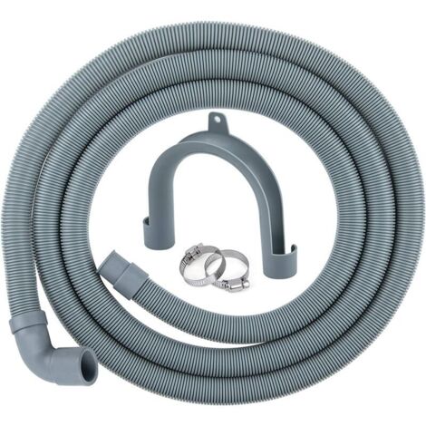 Tuyau de vidange flexible 2 m pour lave-linge et lave-vaisselle – Polypropylène industriel – Diamètre 22/29 mm – Coude et colliers inclus