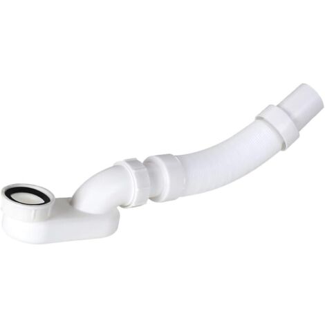 Tuyau de vidange flexible G1-1/2" avec siphon en P plat, drain autoportant à profil bas pour baignoire et camping-car, matériau ABS durable