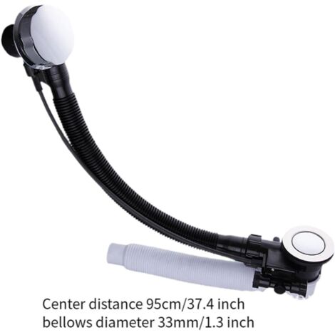 Tuyau de vidange flexible pour baignoire avec fonction de trop-plein pour salle de bain et cuisine, entraxe 53 cm