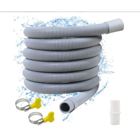 Tuyau de vidange pour lave-linge de 3 m avec connecteur et colliers de serrage pour lave-vaisselle.