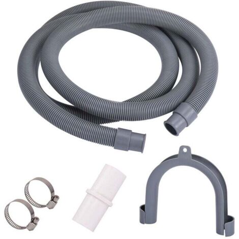 Tuyau de Vidange pour Machine à Laver, Flexible d'évacuation Universel, 1M Rallonge de Tuyau pour Lave-vaisselle, Tuyau d'évacuation d'eau, avec Support et Colliers de Serrage