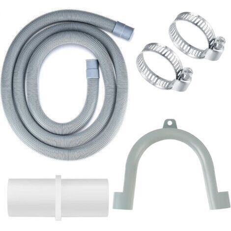 Tuyau de vidange pour machine à laver, tuyau de vidange universel, rallonge de tuyau 2M pour lave-vaisselle avec support et collier de serrage