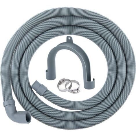 Tuyau de Vidange pour Machine à Laver,2 m Tuyau D'évacuation pour Lave-linges et Lave-vaisselles,Rallonge de tuyau y Compris Support et Colliers de Serrage