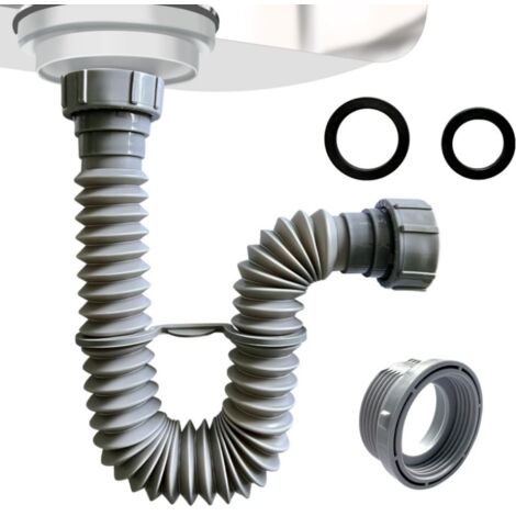 Tuyau de vidange rétractable à double vis pour évier de cuisine, bac à vaisselle double en acier inoxydable, tuyau de vidange, raccords flexibles en plastique