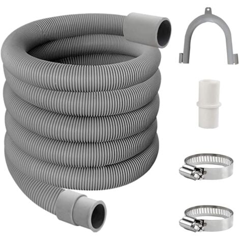 DENUOTOP Tuyau de Vidange,Kit de Rallonge Machine a Laver,Uyau D'évacuation Lave Linge,Flexible D'évacuation Universel,Tuyau D'évacuation D'eau,Tuyau de Machine à Laver（3m)