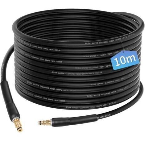 Tuyau déboucheur flexible haute pression 10m – Raccords à clic professionnels – Compatible nettoyeurs Karcher K2 K3 K4 K5 K6 K7