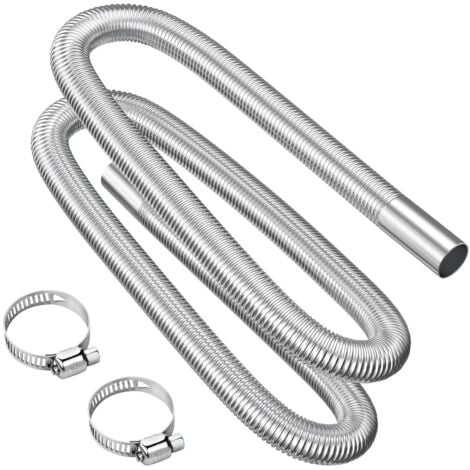 AIMOONSA Tuyau d'échappement, 200cm Portable Flexible Tuyau d'échappement en Acier Inoxydable avec 2 Colliers en Acier IOnoxydable, Tuyau d'Echappement de Voiture(25mm) pour Chauffage Diesel Voiture