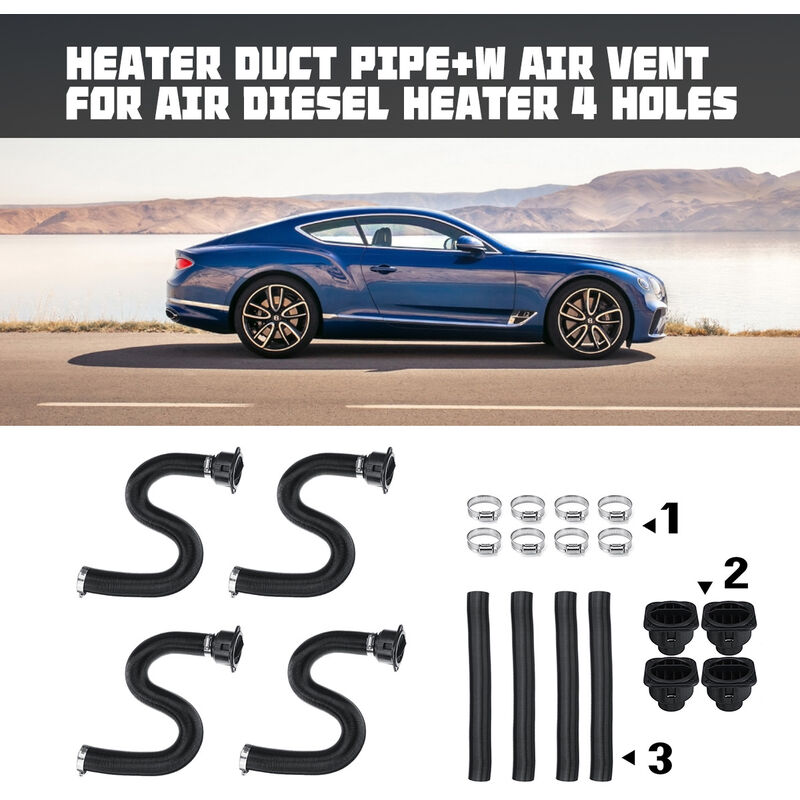Tuyau d'Echappement avec Echangeur Carré pour Direction Chauffage de Parking 42mm Etiré Max 80cm