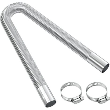 Tuyau d'échappement, en acier inoxydable, avec 2 colliers de serrage en acier inoxydable, longueur 60 cm, diamètre du trou 25 mm