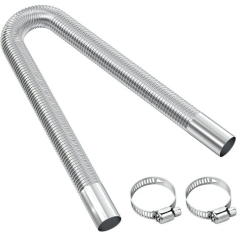 Tuyau d'échappement, en acier inoxydable, avec 2 colliers de serrage en acier inoxydable, longueur 60 cm, diamètre du trou 25 mm