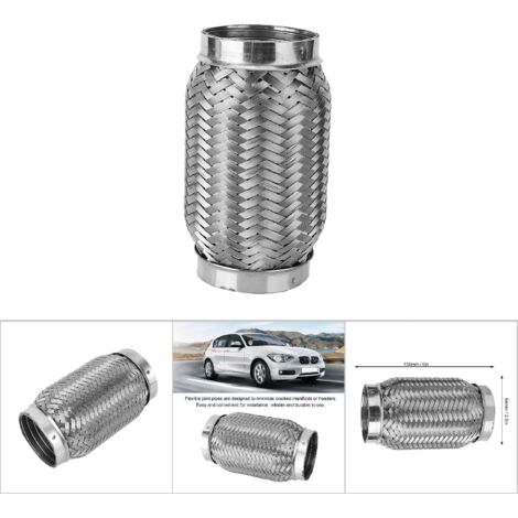 Tuyau d'échappement flexible en acier inoxydable 2,5 x 6 pouces, intérieur ondulé