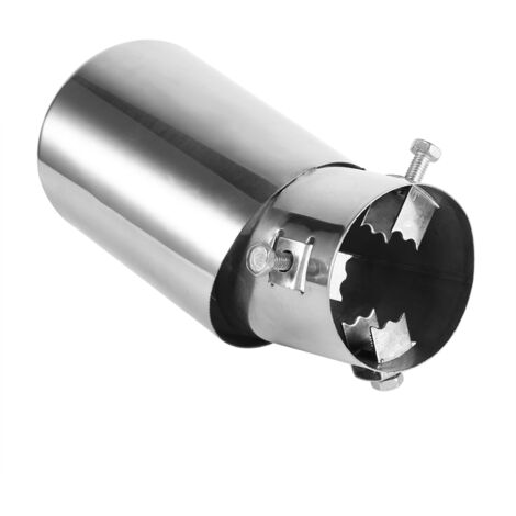 Tuyau d'échappement universel en acier inoxydable pour voiture - Finition chrome ronde