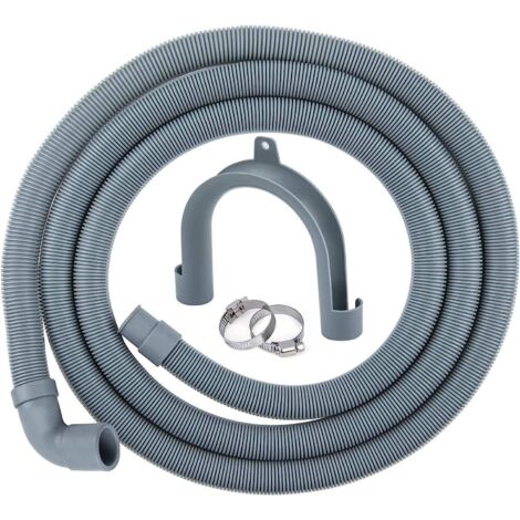 Tuyau d'évacuation de 2,50 m pour lave-linge et lave-vaisselle, comprenant colliers de support et de serrage, coude