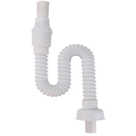 Tuyau d'évacuation d'eau, siphon d'évier et 4 colliers de serrage adaptés aux éviers et cuves de lave-vaisselle. Le tuyau d'évacuation du lave-vaisselle est extensible (42 cm - 80 cm).