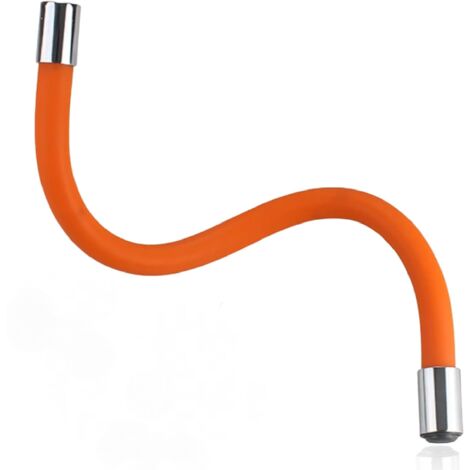 Tuyau d'extension pour robinet de cuisine - Tube flexible pivotant - Orange - 30 cm - Raccord 1/2"