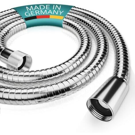 ® Tuyau douche 2m en acier inoxydable - flexible avec raccord standard - testé à l'eau potable - anti-pliure et facile à installer - Made in Germany