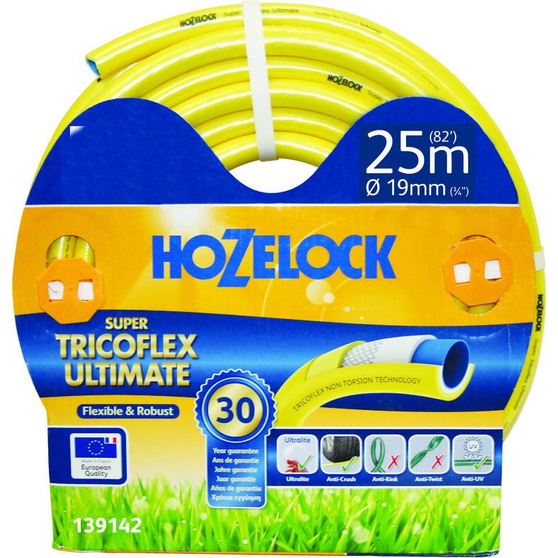 Tuyau d'arrosage Super Tricoflex Ultimate Hozelock Tuyau diam 19mm 25m - Garantie 30 ans - Jaune