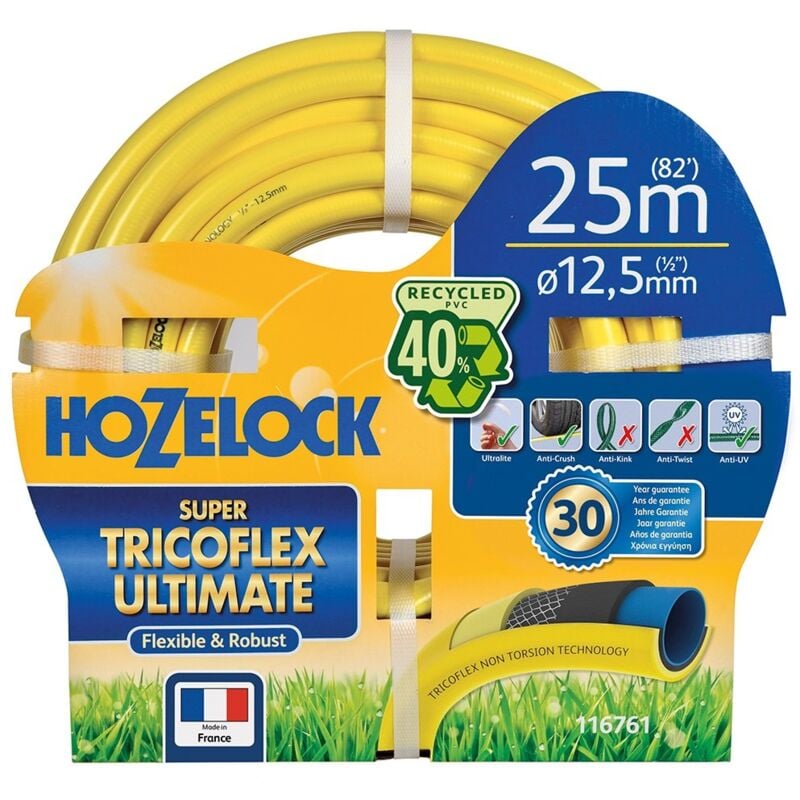 Tuyau d'arrosage multi usage Super Tricoflex Ultimate 15mm - 10m - jaune - Hozelock